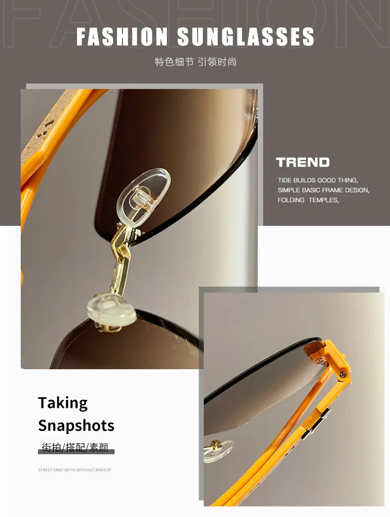 Korean NEW Rimless Two Color Gradient Square Women's Sunglasses