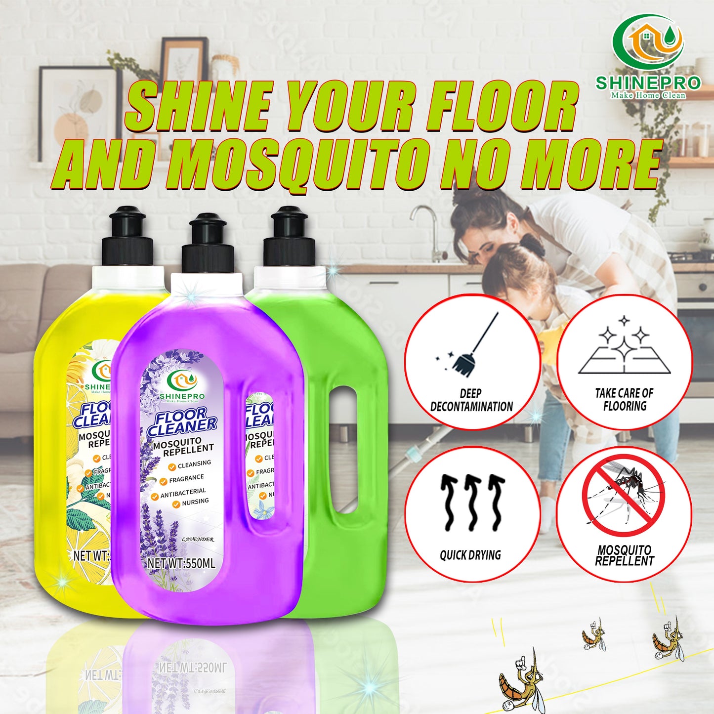 BUY 1 GET 2 | SHINEPRO Floor Cleaner with Mosquito Repellent 550ml