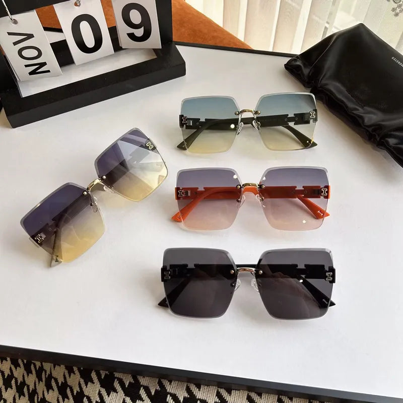 Korean NEW Rimless Two Color Gradient Square Women's Sunglasses