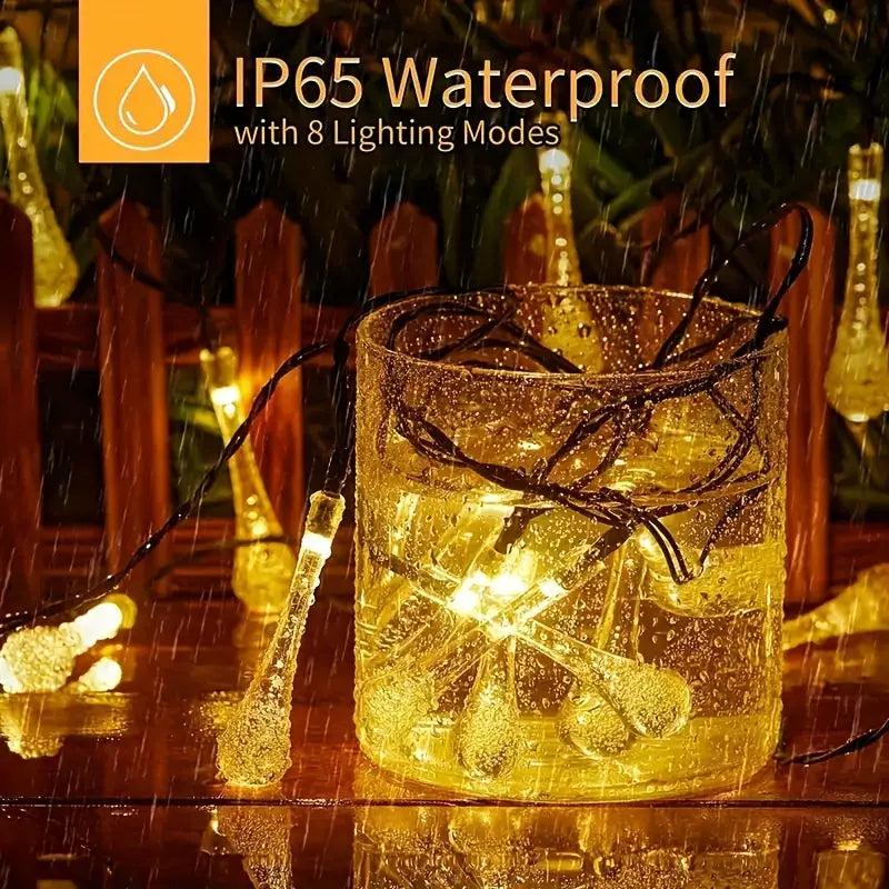 Solar Waterdrop String Christmas Lights (20 LED/5Meters)