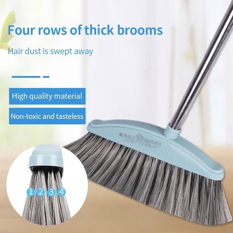Broom and Dustpan Set - Long Handle Broom and Bristled Dustpan