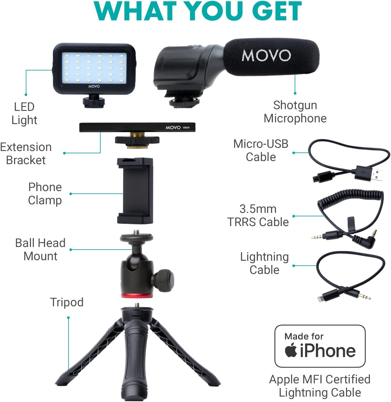 Video Making Vlogging Kit Mini Tripod with Microphone and LED