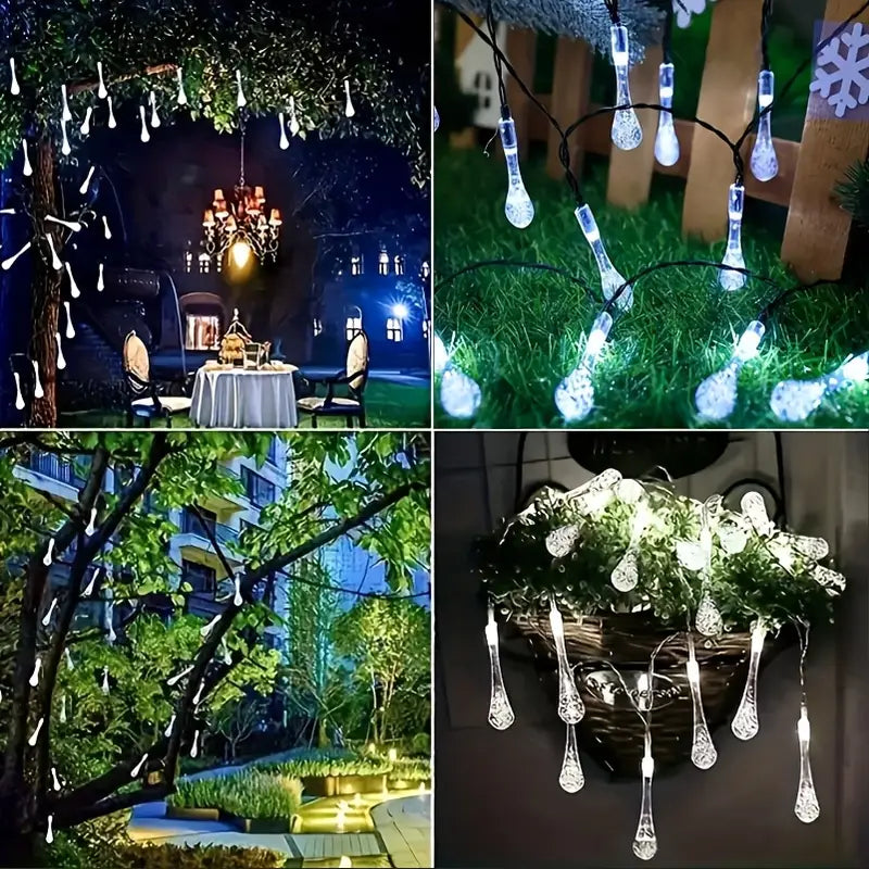 Solar Waterdrop String Christmas Lights (20 LED/5Meters)