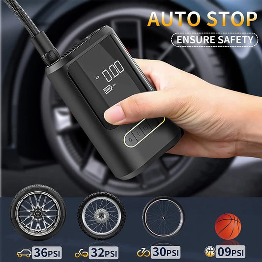 3-in-1 Wireless Portable Tire Inflator, Power Bank & LED Light