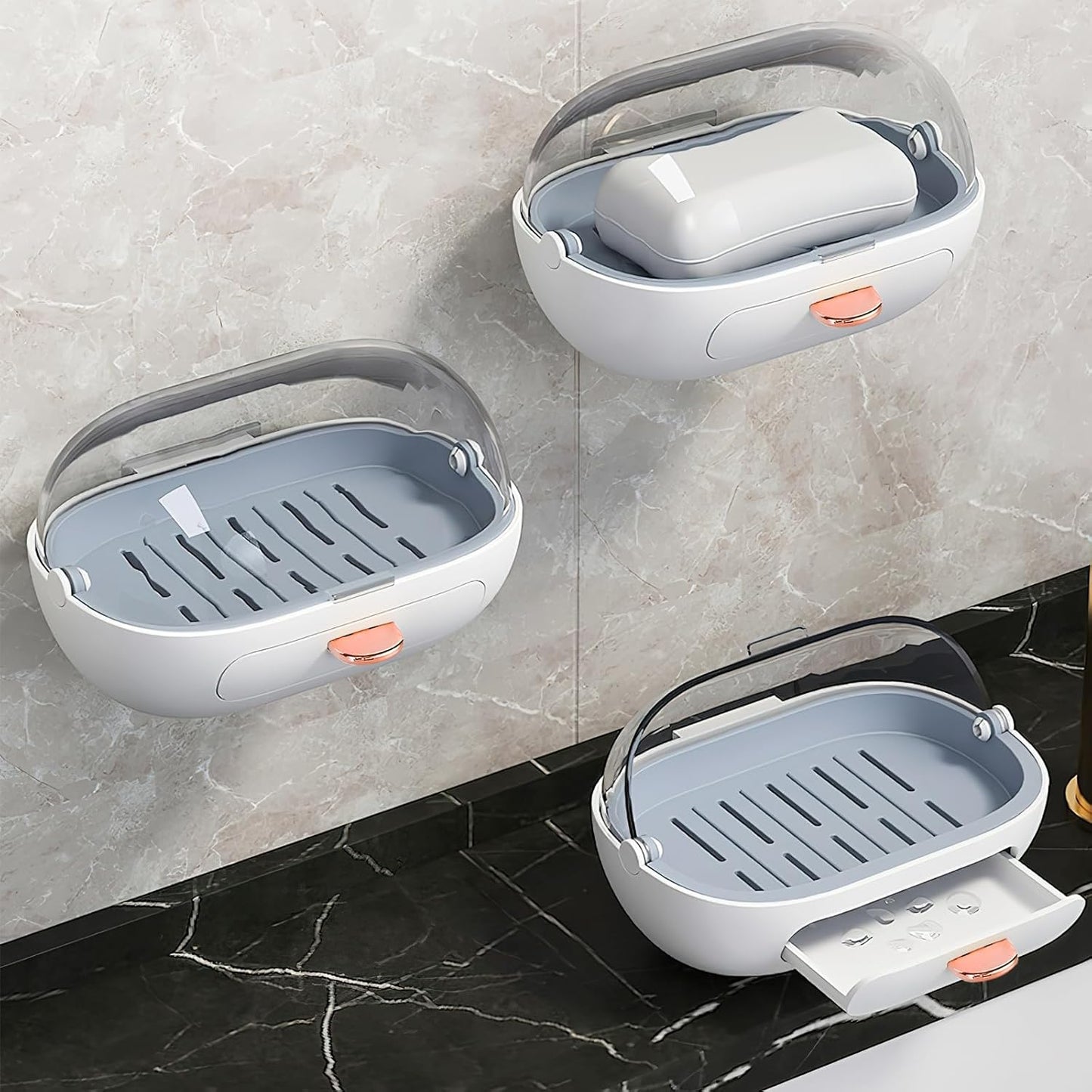 No-Hole Wall-Mounted Flip-Top Soap Dish