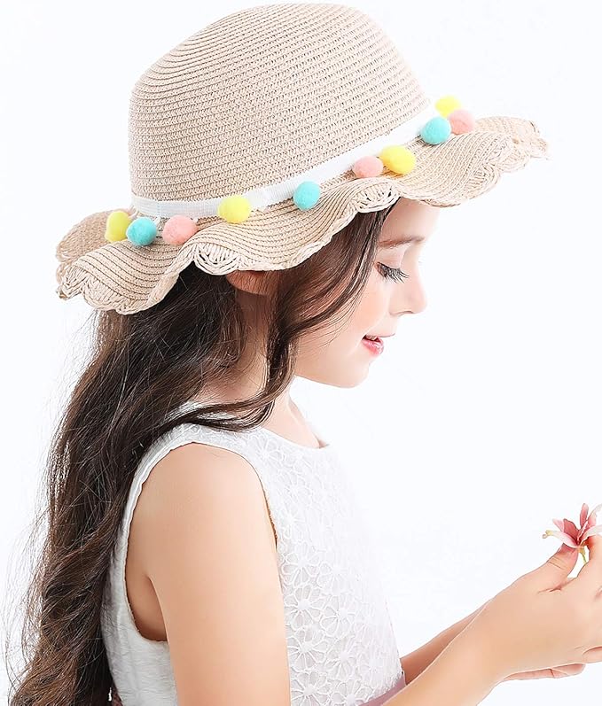 Little Girls Sun Straw Hat and Bag Set