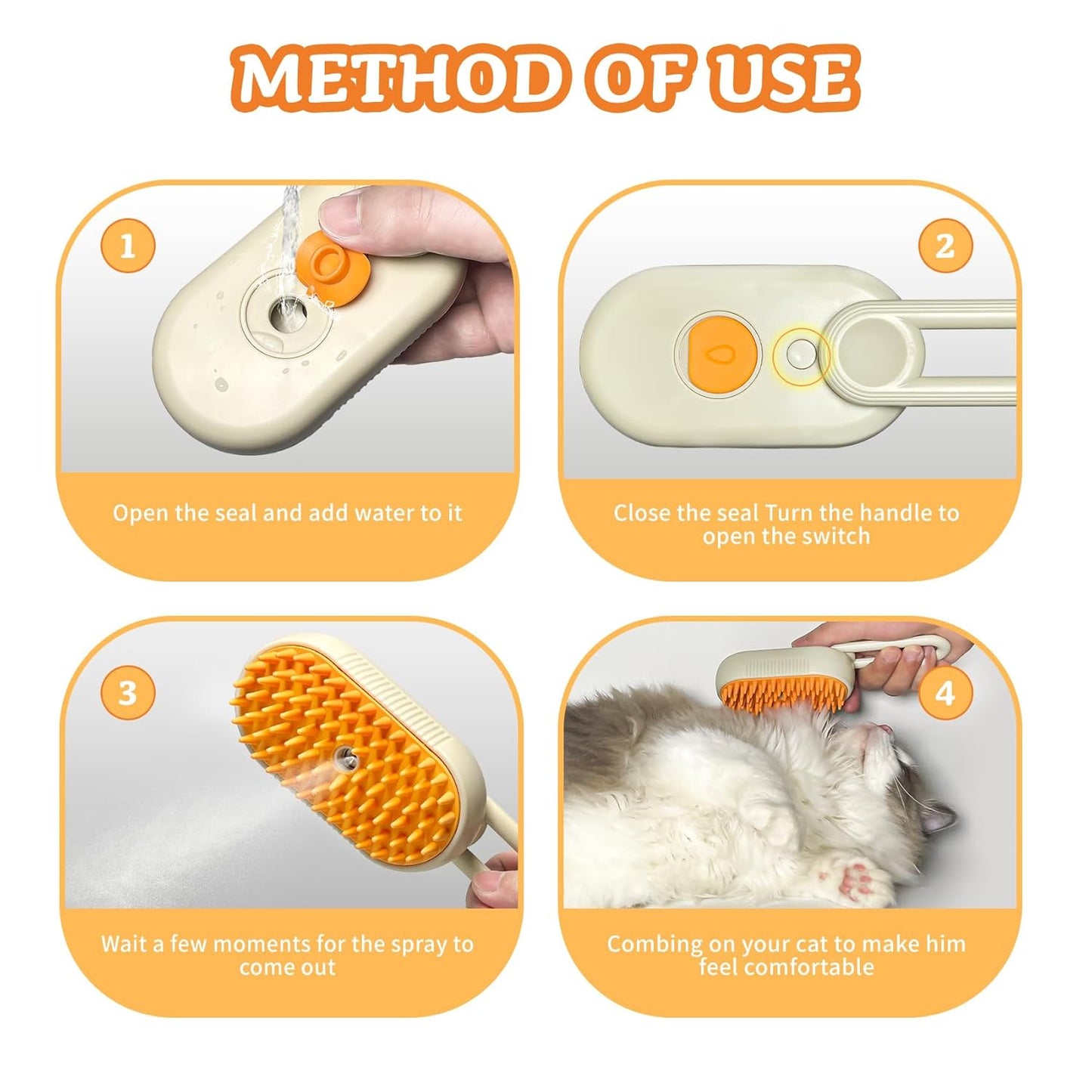 Pet Steam Grooming Brush with Water Spray