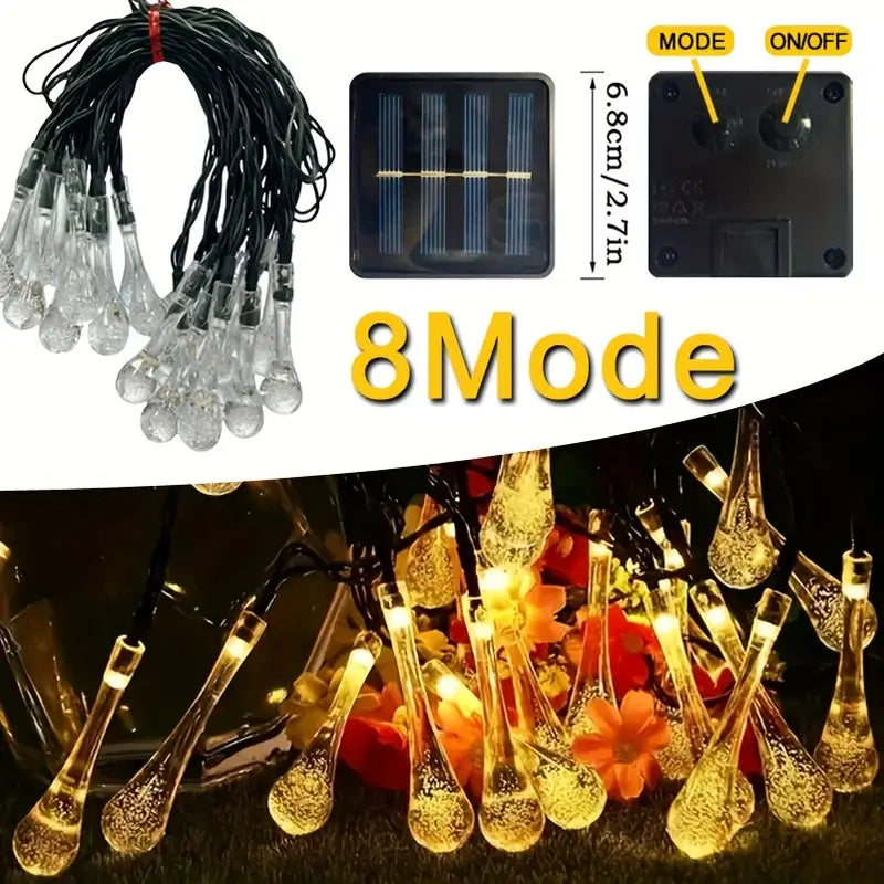 Solar Waterdrop String Christmas Lights (20 LED/5Meters)