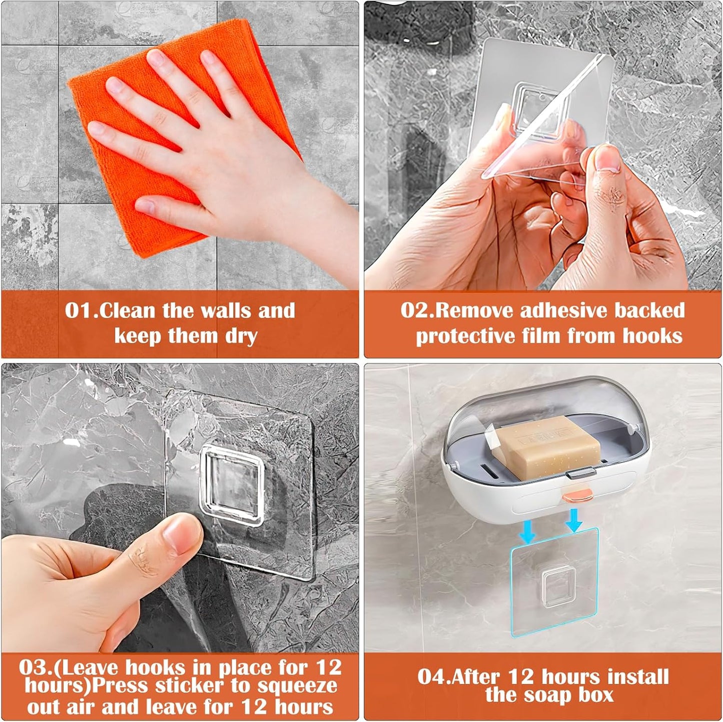 No-Hole Wall-Mounted Flip-Top Soap Dish