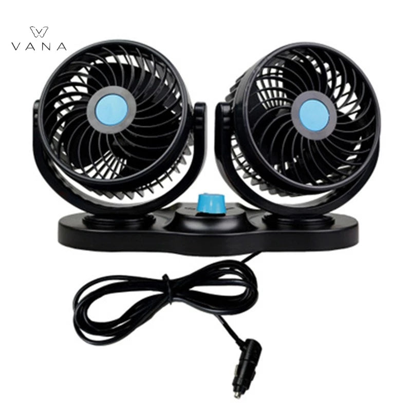 12V/24V 360 Degree All-Round Adjustable Car Dual Head Fan