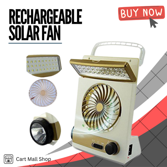 3-in-1 Rechargeable Solar Fan with LED Light