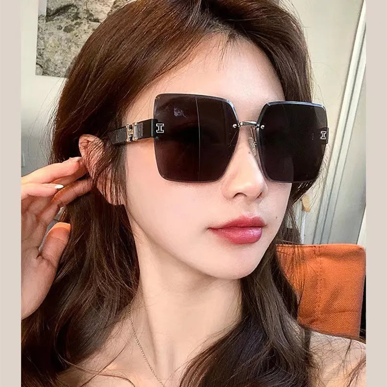 Korean NEW Rimless Two Color Gradient Square Women's Sunglasses