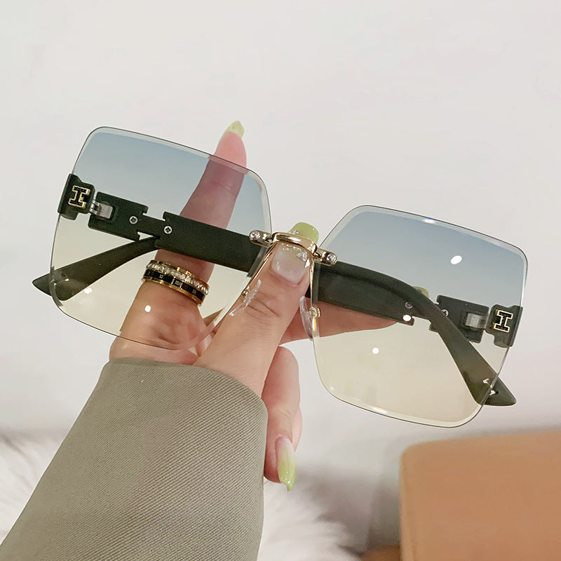 Korean NEW Rimless Two Color Gradient Square Women's Sunglasses