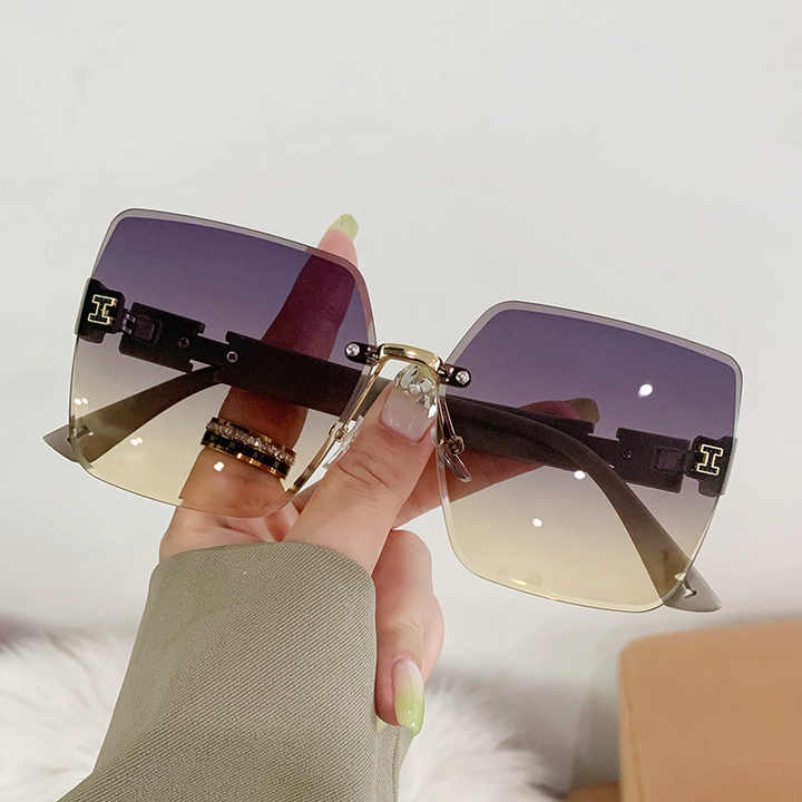 Korean NEW Rimless Two Color Gradient Square Women's Sunglasses