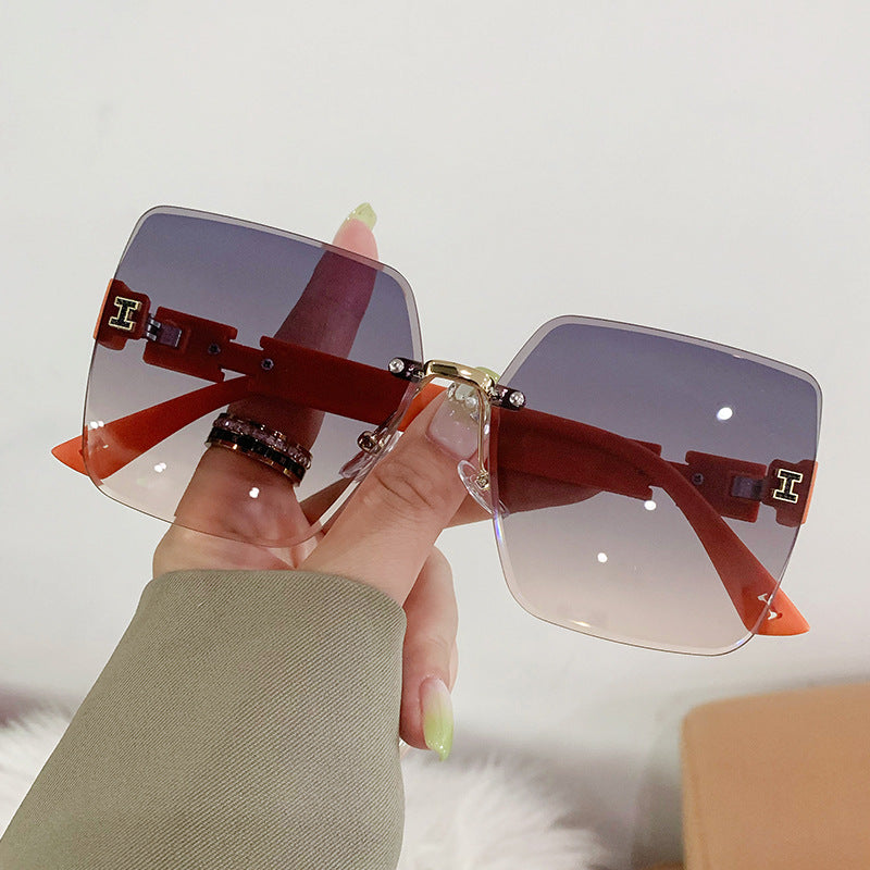 Korean NEW Rimless Two Color Gradient Square Women's Sunglasses