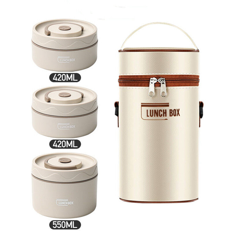 3 Layer Portable Stainless Steel Thermal Lunch Box with Bag