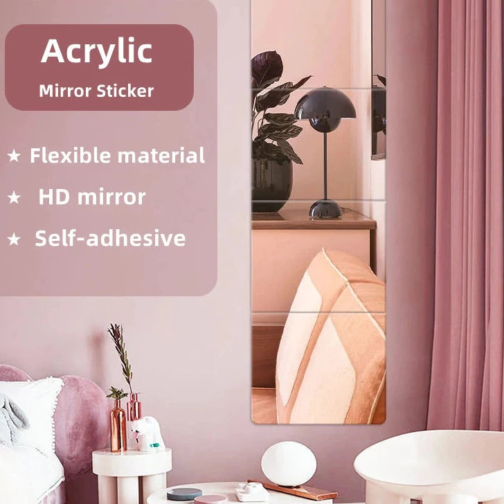 Shatterproof Acrylic Mirror Stickers - 4 pieces