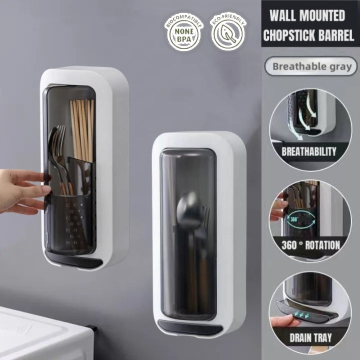 WALL-MOUNTED ROTATABLE UTENSILS / TOOTHBRUSH HOLDER