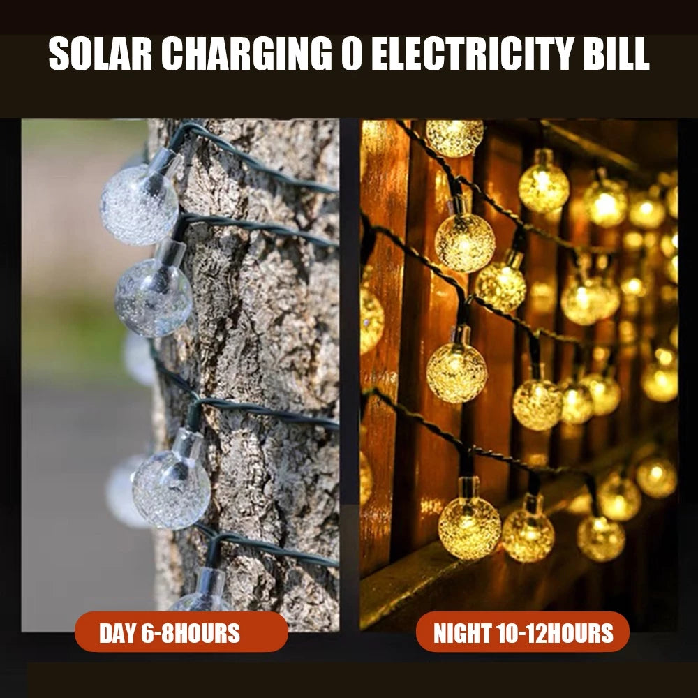 20 Led Crystal Ball Bubble Solar Lights - 5meters
