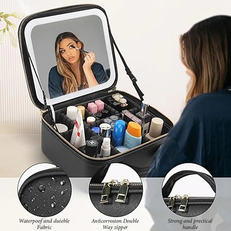 Makeup Bag with LED Mirror