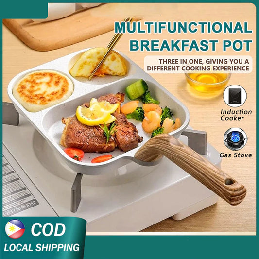 3-in-1 White Multi-Section Nonstick Grill Pan
