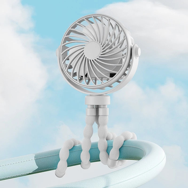 Ultra-Quiet Octopus Fan with Flexible Tripod and LED Light