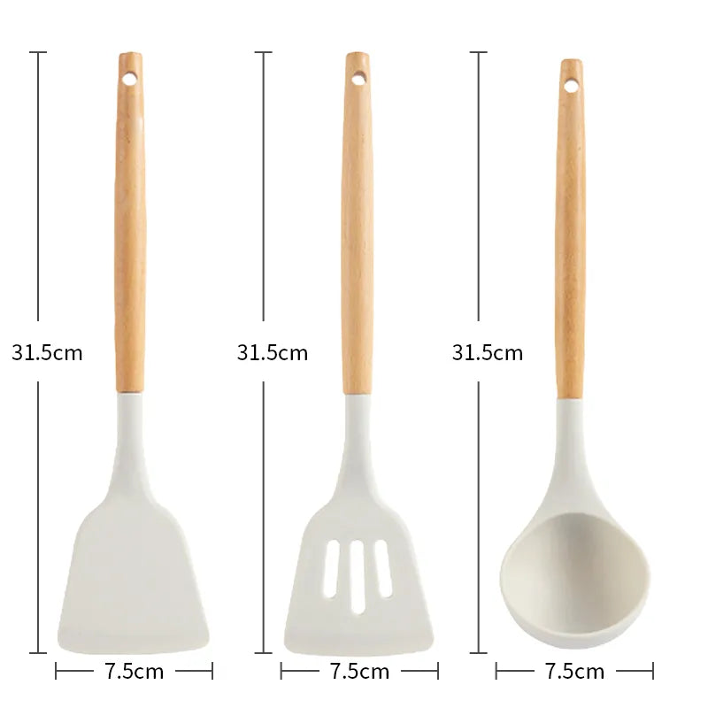 3-Piece White Silicone Cooking Utensils Set