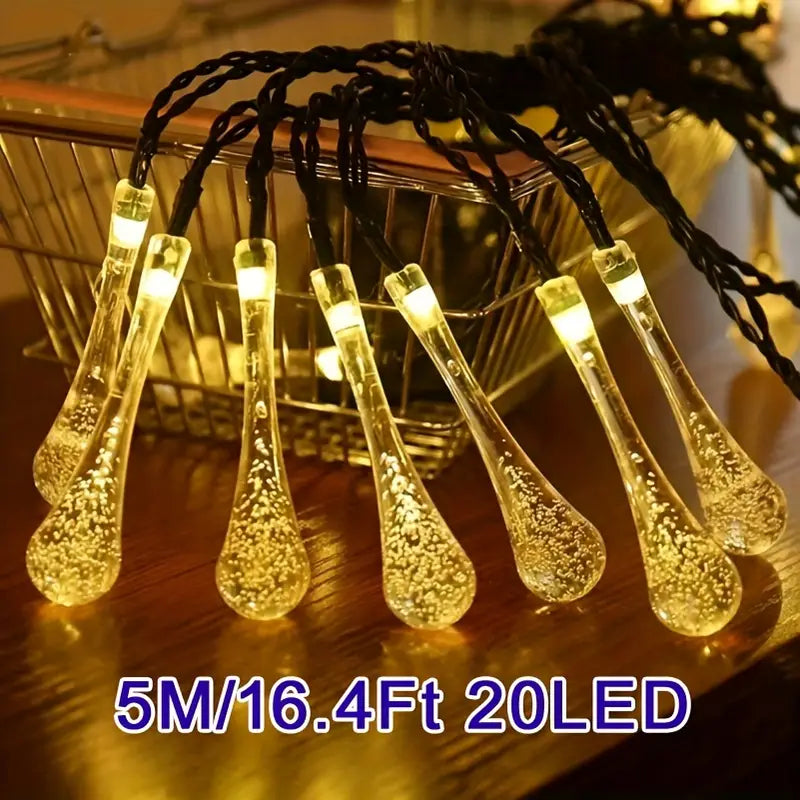 Solar Waterdrop String Christmas Lights (20 LED/5Meters)