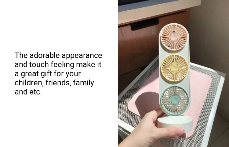 3-head Table Rechargeable Mini Fan
