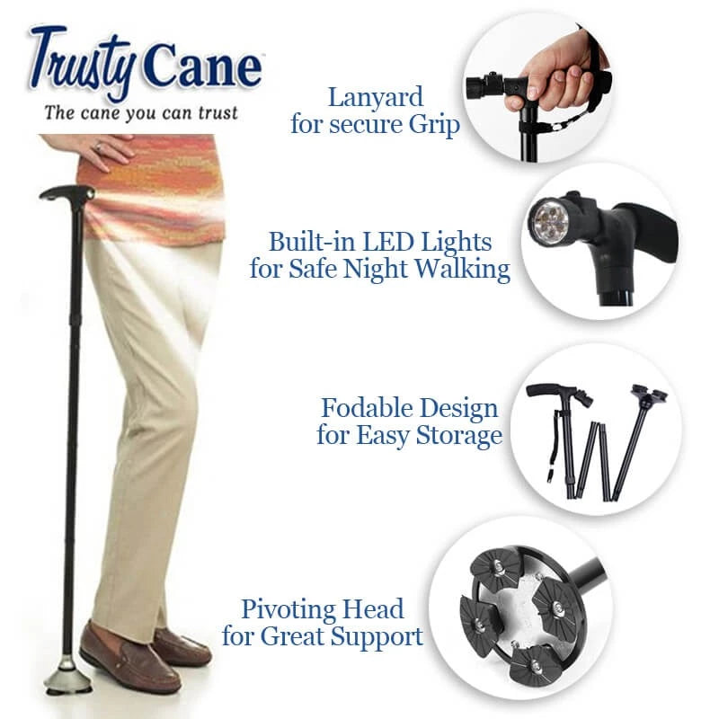 Foldable Cane with Flashlight
