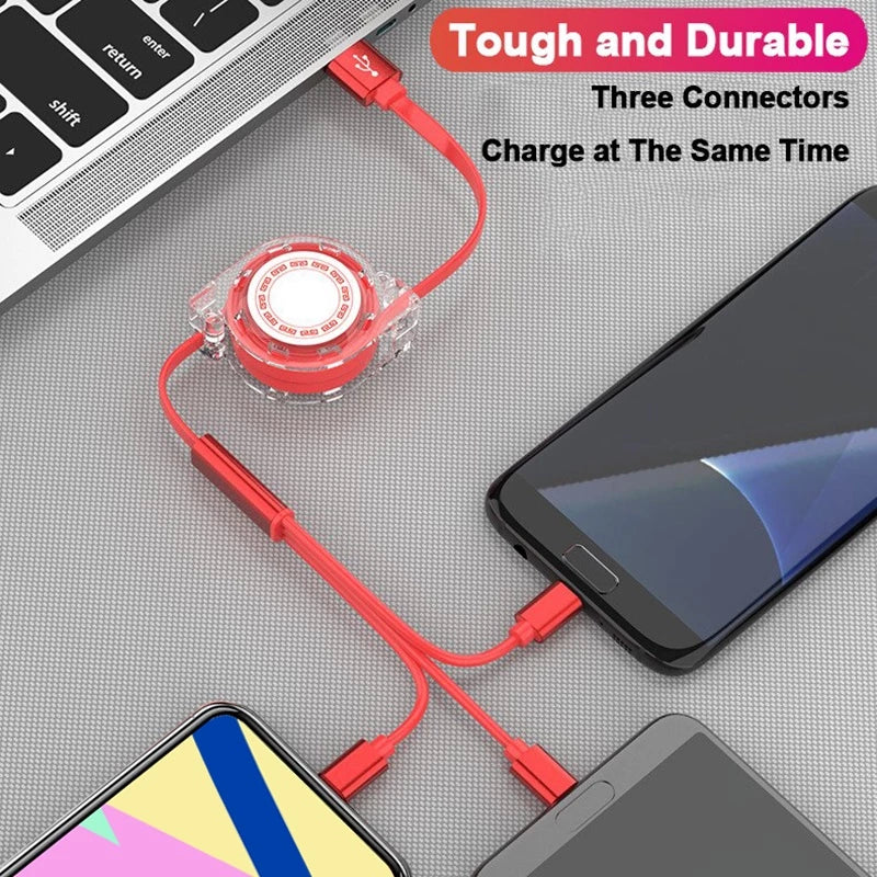 3 IN 1 Retractable USB Fast Charging Cable