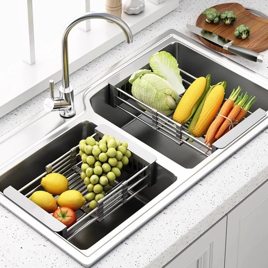 Adjustable Dish Drainer – Stainless Steel Extendable Sink Rack