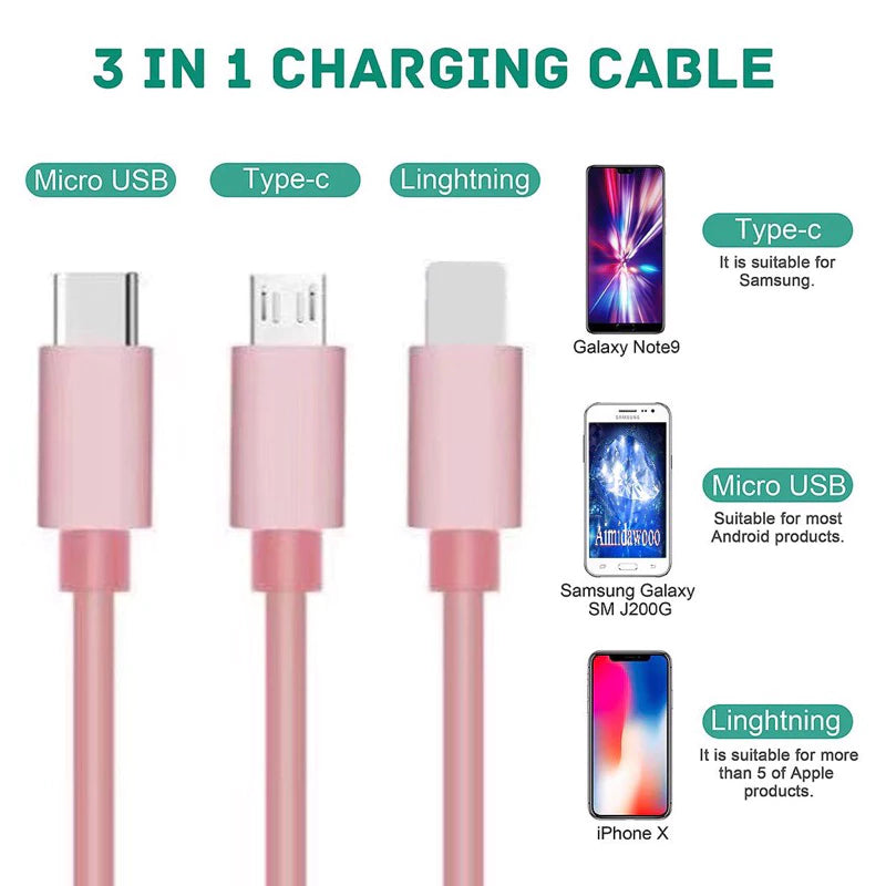 3 IN 1 Retractable USB Fast Charging Cable