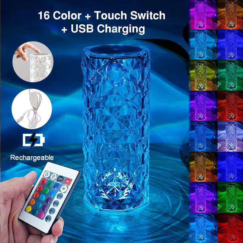 16 Colors LED Crystal Table Lamp