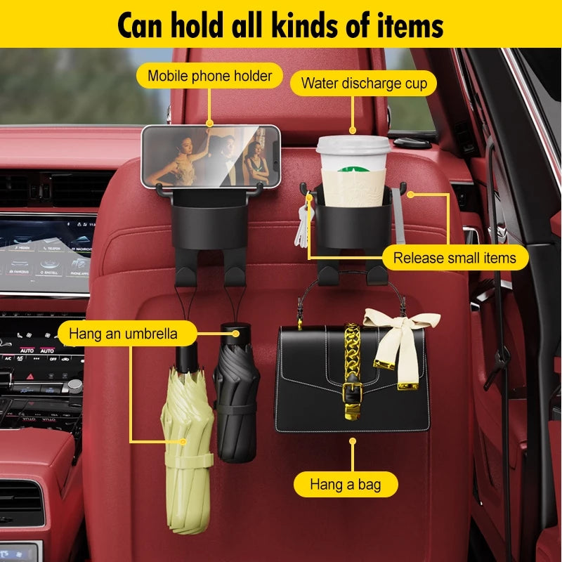 Car Seat Headrest Cup Holder with Hook