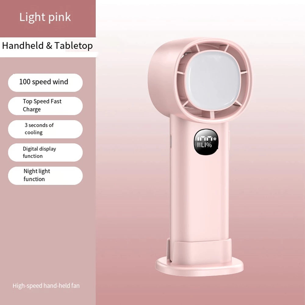 100 Speed Handheld Fan with Led Light