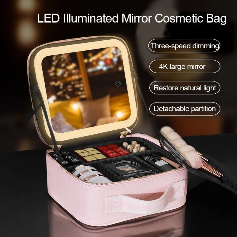 Makeup Bag with LED Mirror
