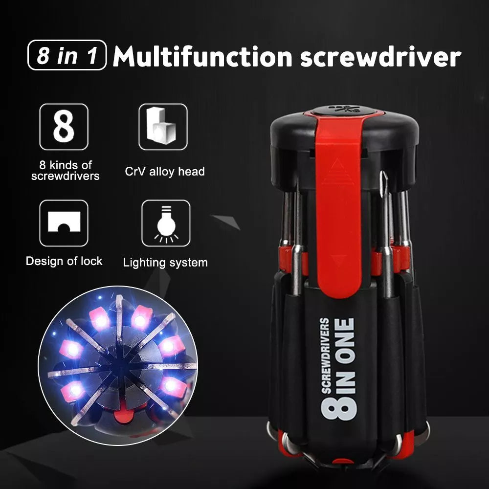 8-IN-1 SCREWDRIVER WITH FLASHLIGHT