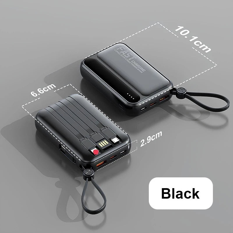 20000mAh Fast Charging Portable Power Bank with Built-in 4 Cables