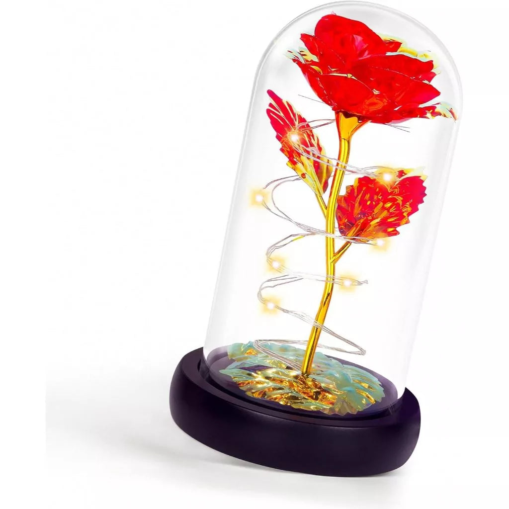 Eternal Rose With Led Light In Glass Dome