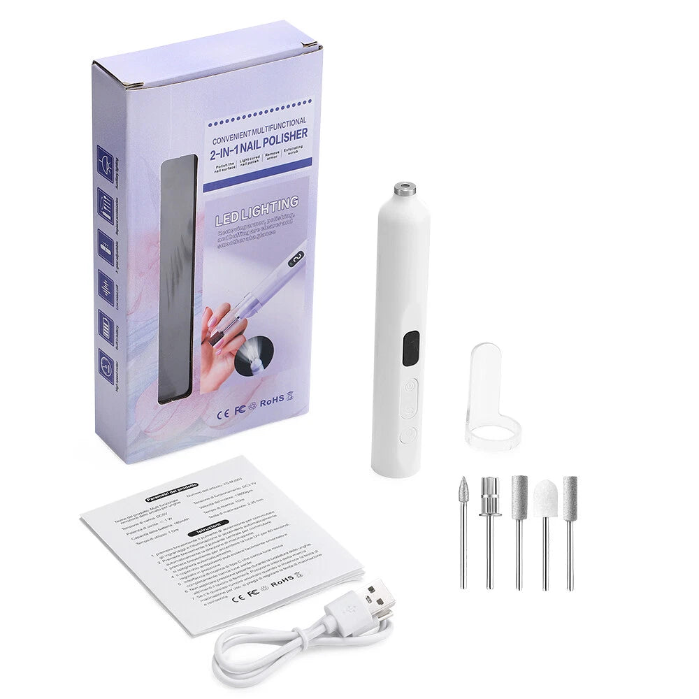2-IN-1 Electric Nail Drill Kit with LED Light – Salon-Perfect Nails Anytime, Anywhere!