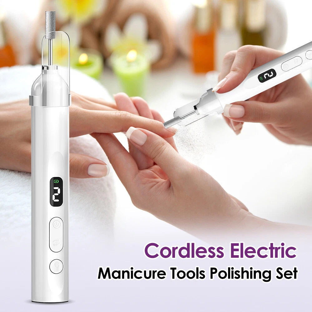 2-IN-1 Electric Nail Drill Kit with LED Light – Salon-Perfect Nails Anytime, Anywhere!