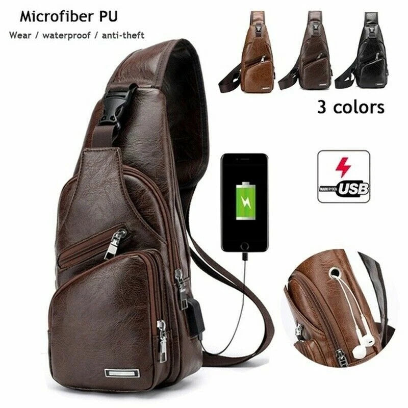 Men's Leather Chest Bag