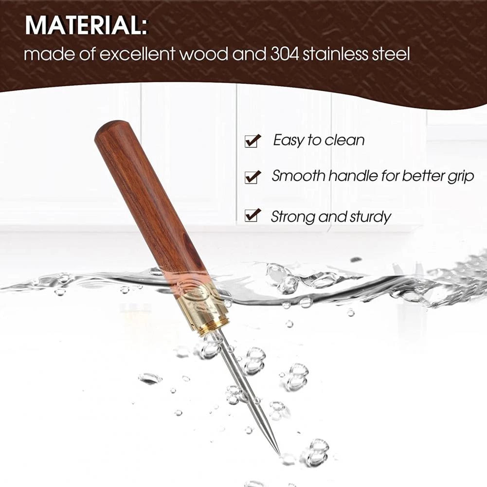 Stainless Steel Ice Pick with Wooden Handle and Safety Cover