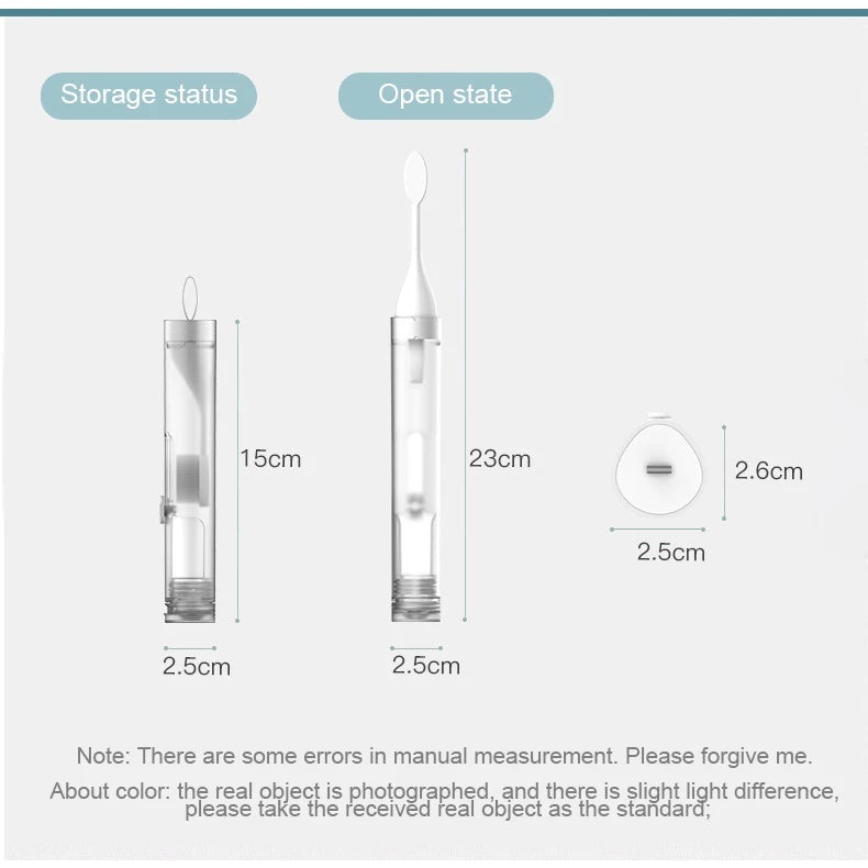 Portable Folding Toothbrush with Built-in Refillable Toothpaste Tube Set