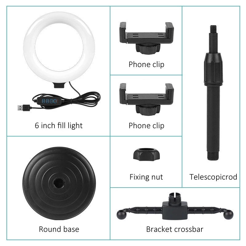 6-inch Ring light Dual Phone Stand