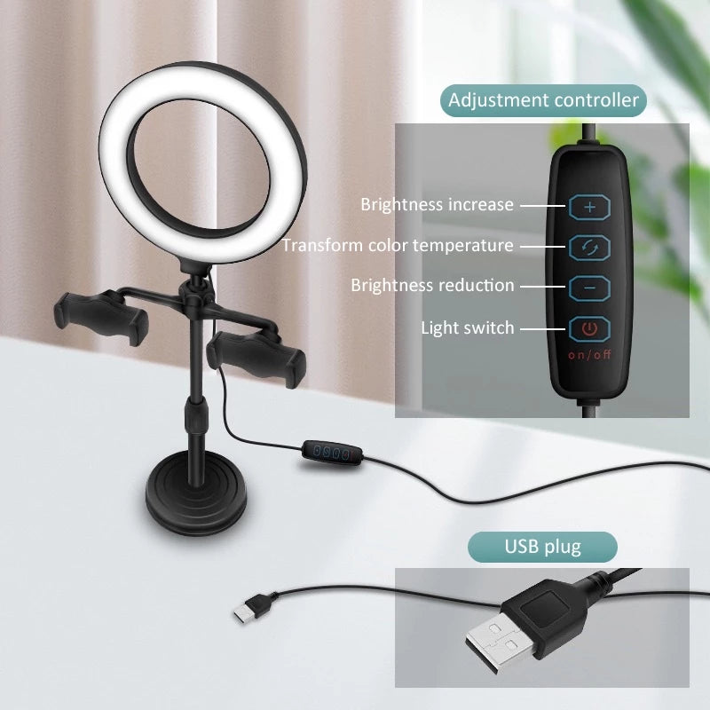 6-inch Ring light Dual Phone Stand
