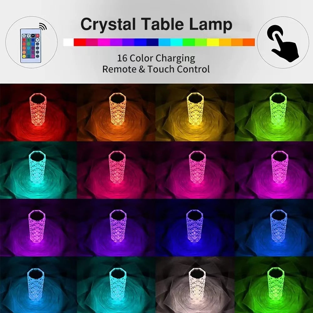 16 Colors LED Crystal Table Lamp