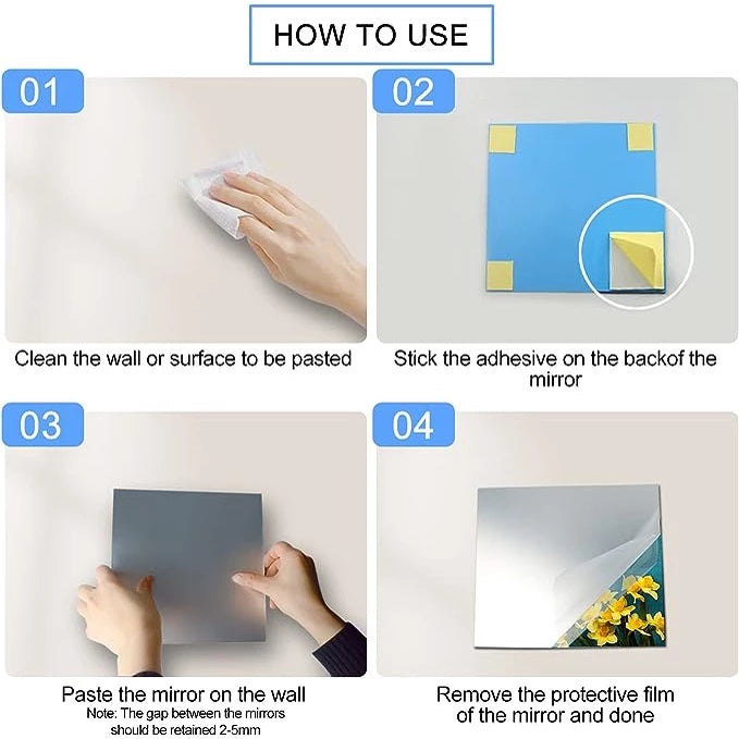 Shatterproof Acrylic Mirror Stickers - 4 pieces