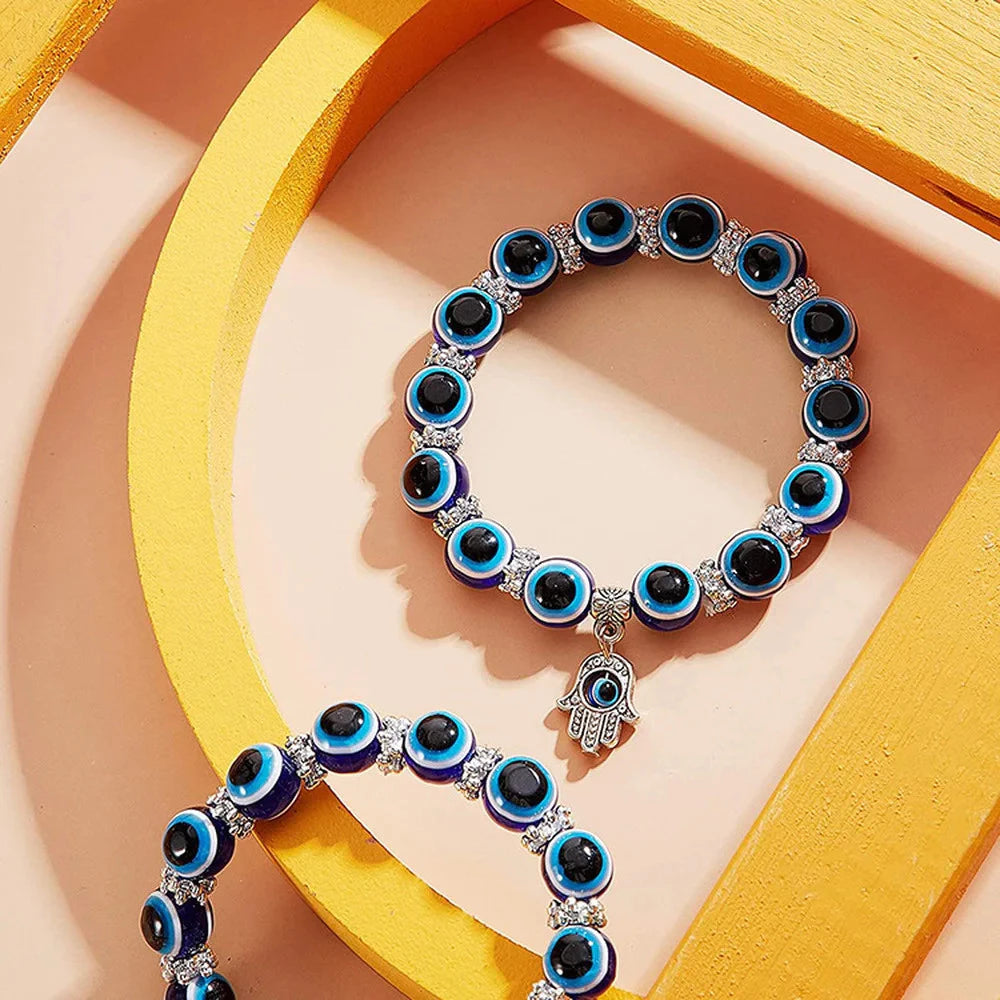 Blue Evil Eye Bracelet & Necklace for Protection and Good Luck